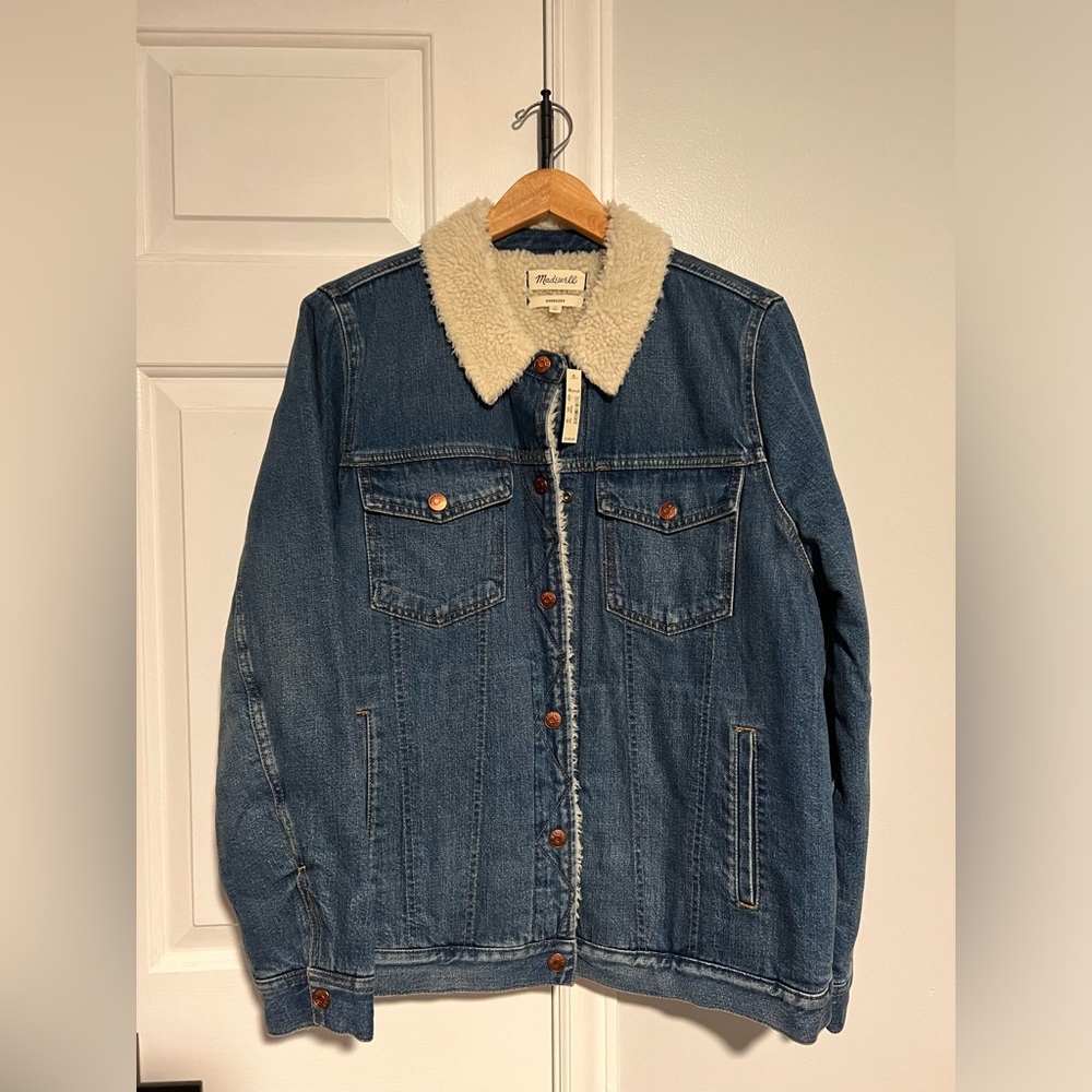 NWT Madewell faux Sherpa and denim jacket
